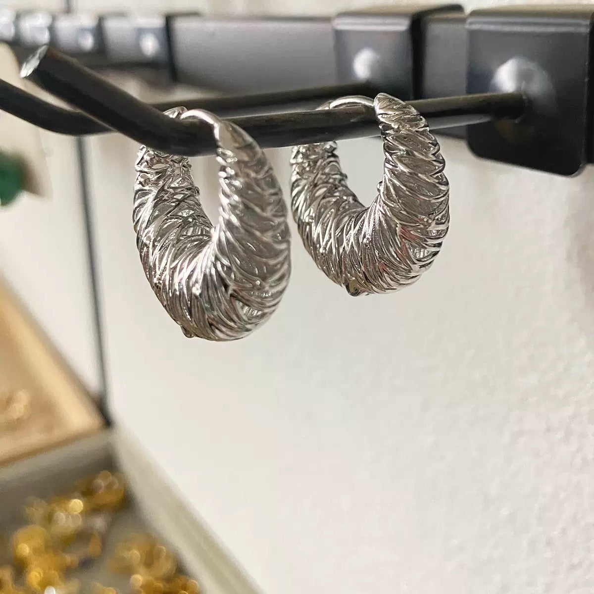 Exaggerated style with intricate lace design, exclusive high-end copper-plated gold earrings