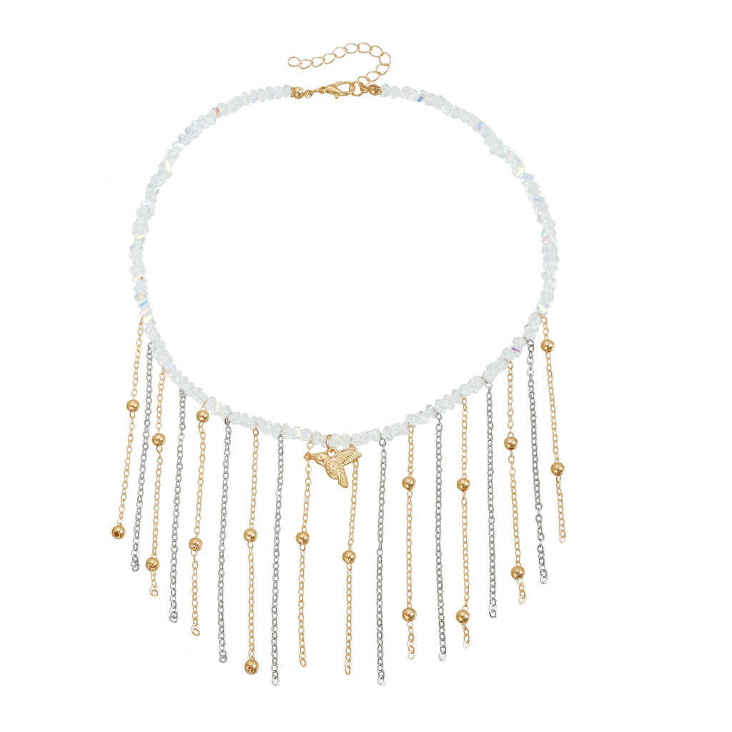 Crystal Tassel Bird Jewelry Set | Elegant Sparkling Necklace & Earrings Duo