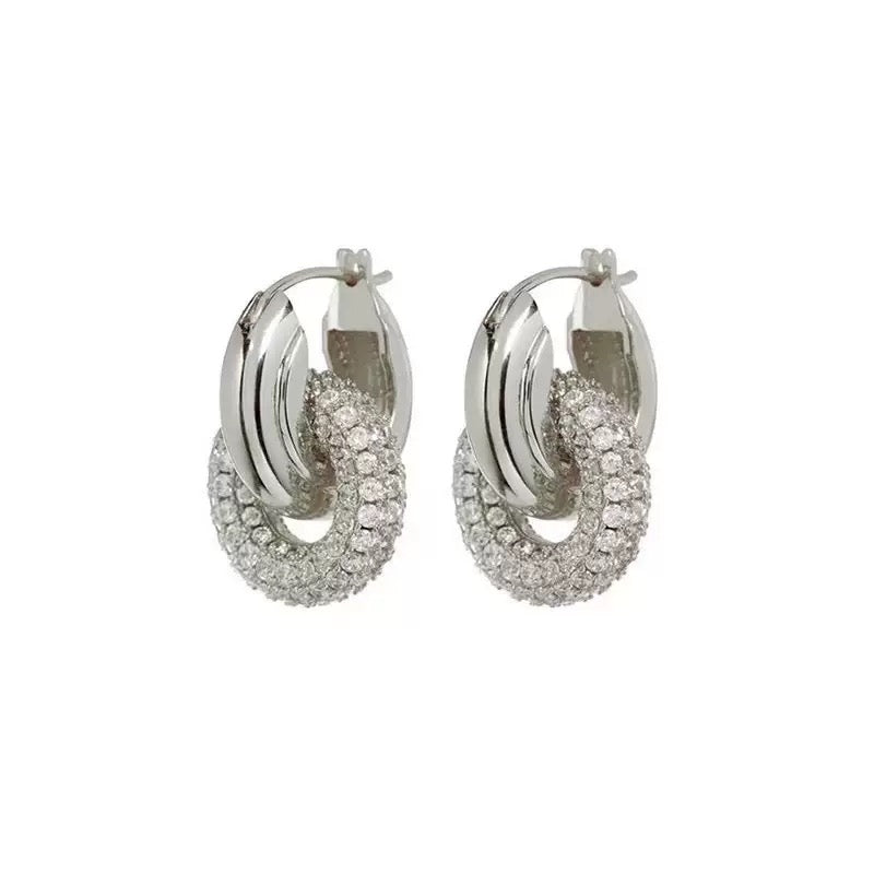 18k gold plated lock buckle copper micro inlay luxury zirconia earrings